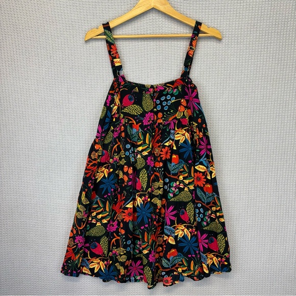 Natural Life Patti Floral Mini Sundress Women’s Med Black Vibrant Spring Cotton - Picture 7 of 8